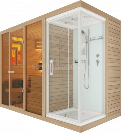 Четырехместная финская сауна Comfort  из кедра с Душевой кабиной